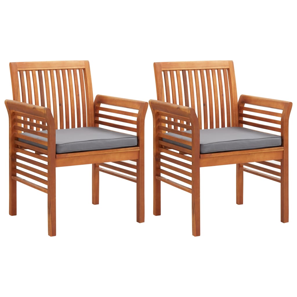 Tuinstoelen 2 st met kussens massief acaciahout