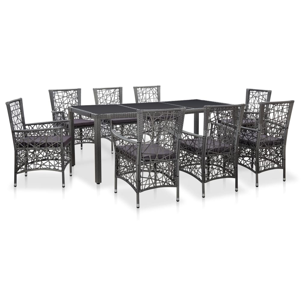 9-delige Tuinset poly rattan grijs – afbeelding 1