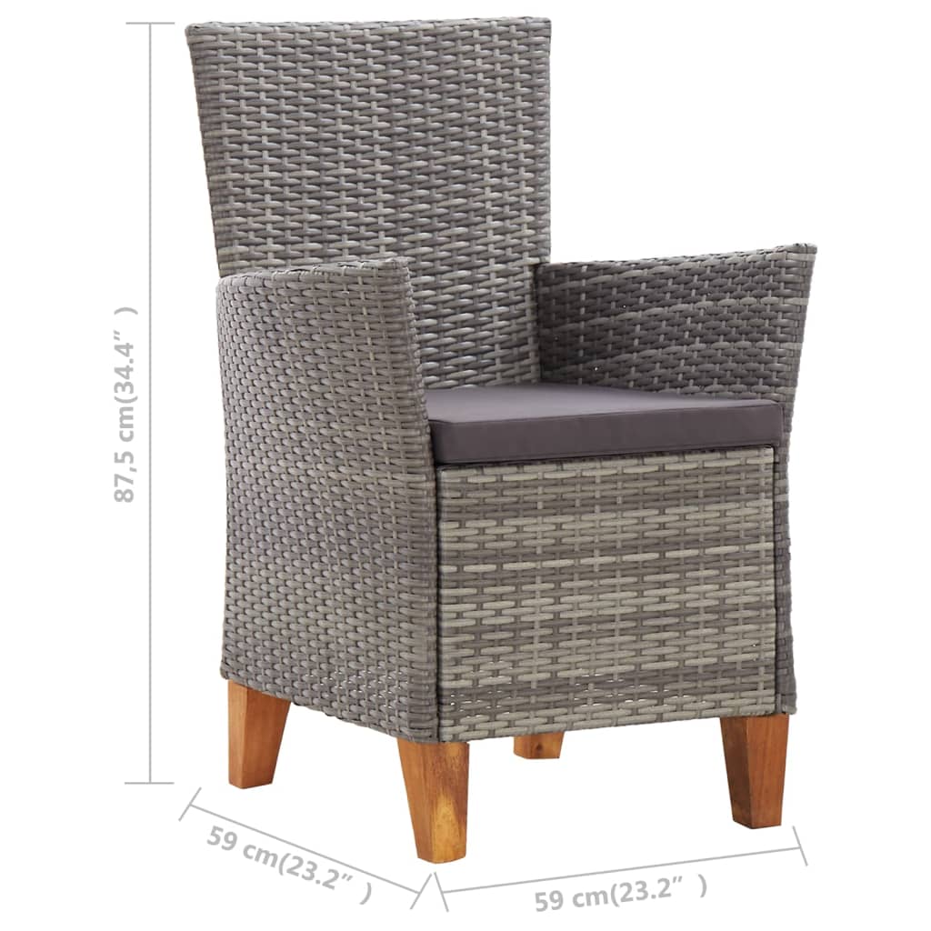 9-delige Eethoek poly rattan en massief acaciahout grijs – afbeelding 12