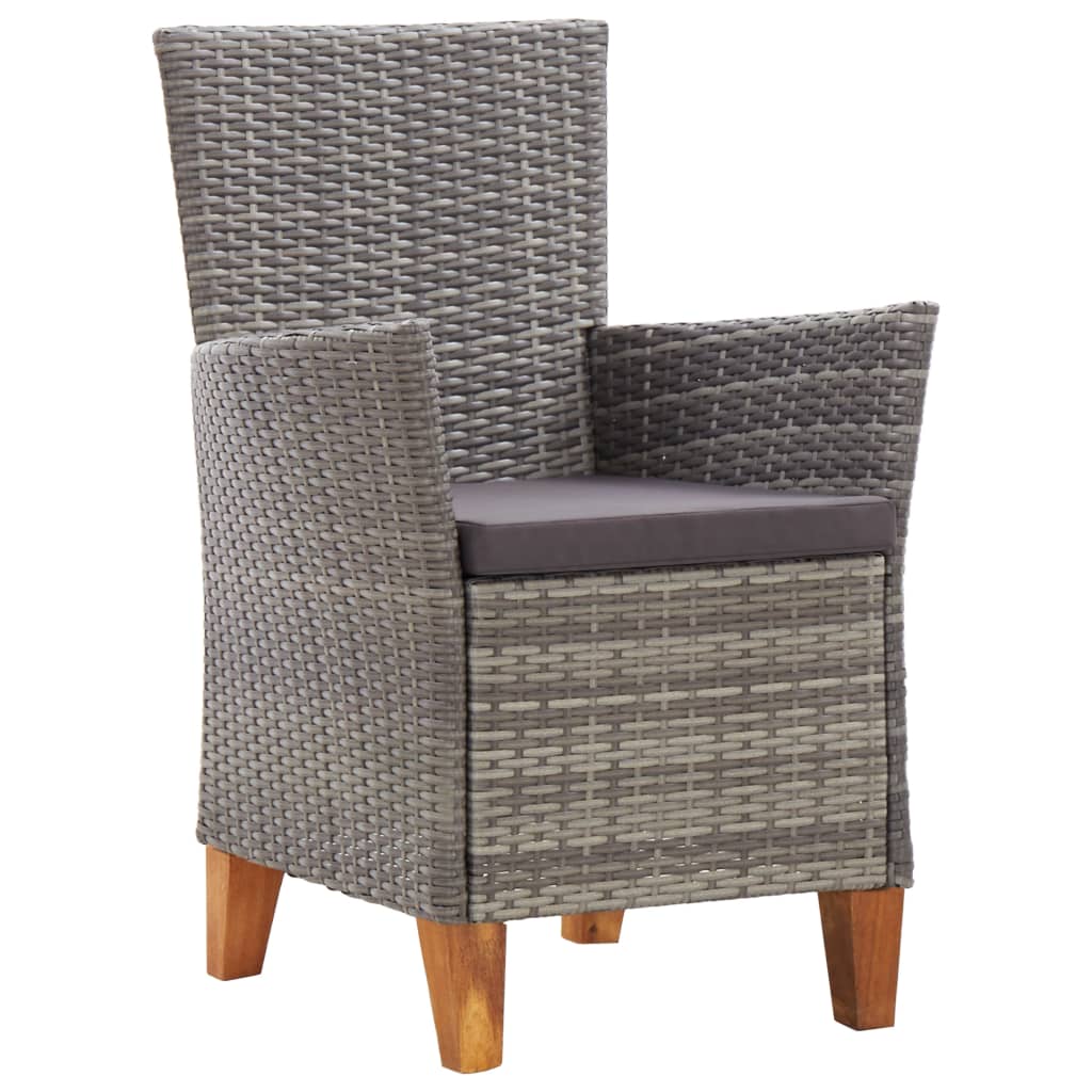 9-delige Eethoek poly rattan en massief acaciahout grijs – afbeelding 6