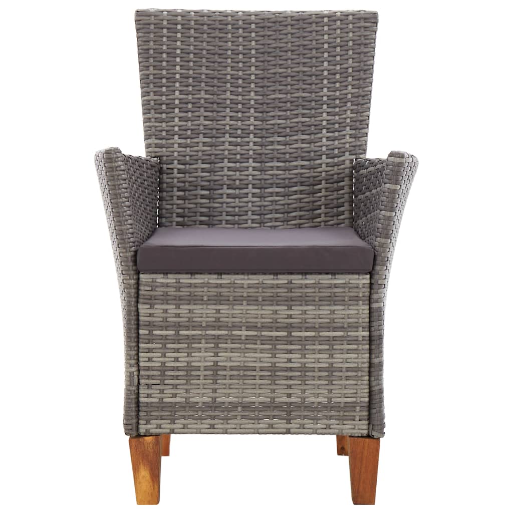 9-delige Eethoek poly rattan en massief acaciahout grijs – afbeelding 7