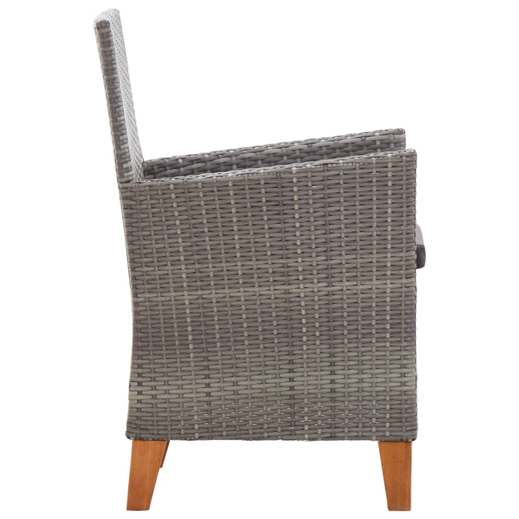 9-delige Eethoek poly rattan en massief acaciahout grijs – afbeelding 8