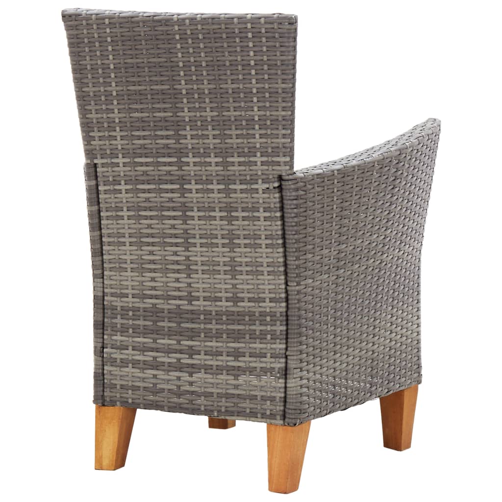 9-delige Eethoek poly rattan en massief acaciahout grijs – afbeelding 9