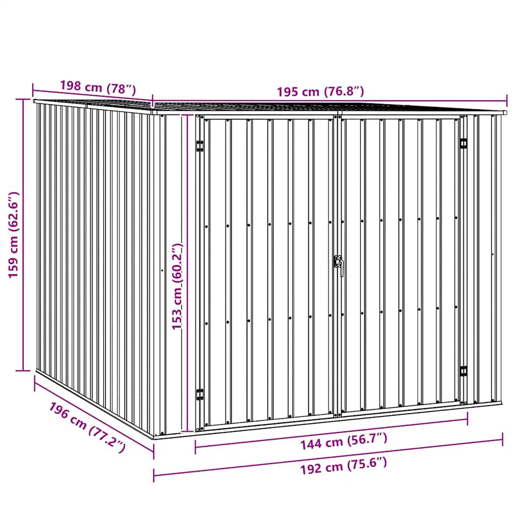 Tuinschuur 195x198x159 cm gegalvaniseerd staal grijs – afbeelding 11