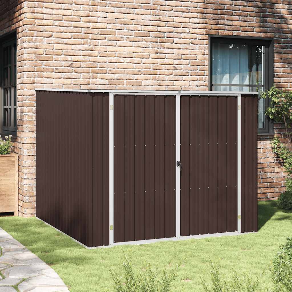 Tuinschuur 195x198x159 cm gegalvaniseerd staal bruin – afbeelding 1