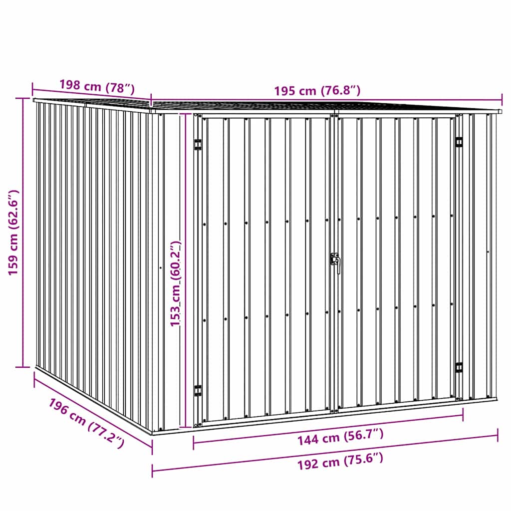 Tuinschuur 195x198x159 cm gegalvaniseerd staal bruin – afbeelding 11
