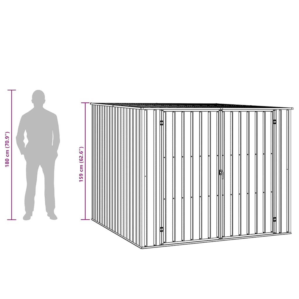 Tuinschuur 195x198x159 cm gegalvaniseerd staal bruin – afbeelding 12