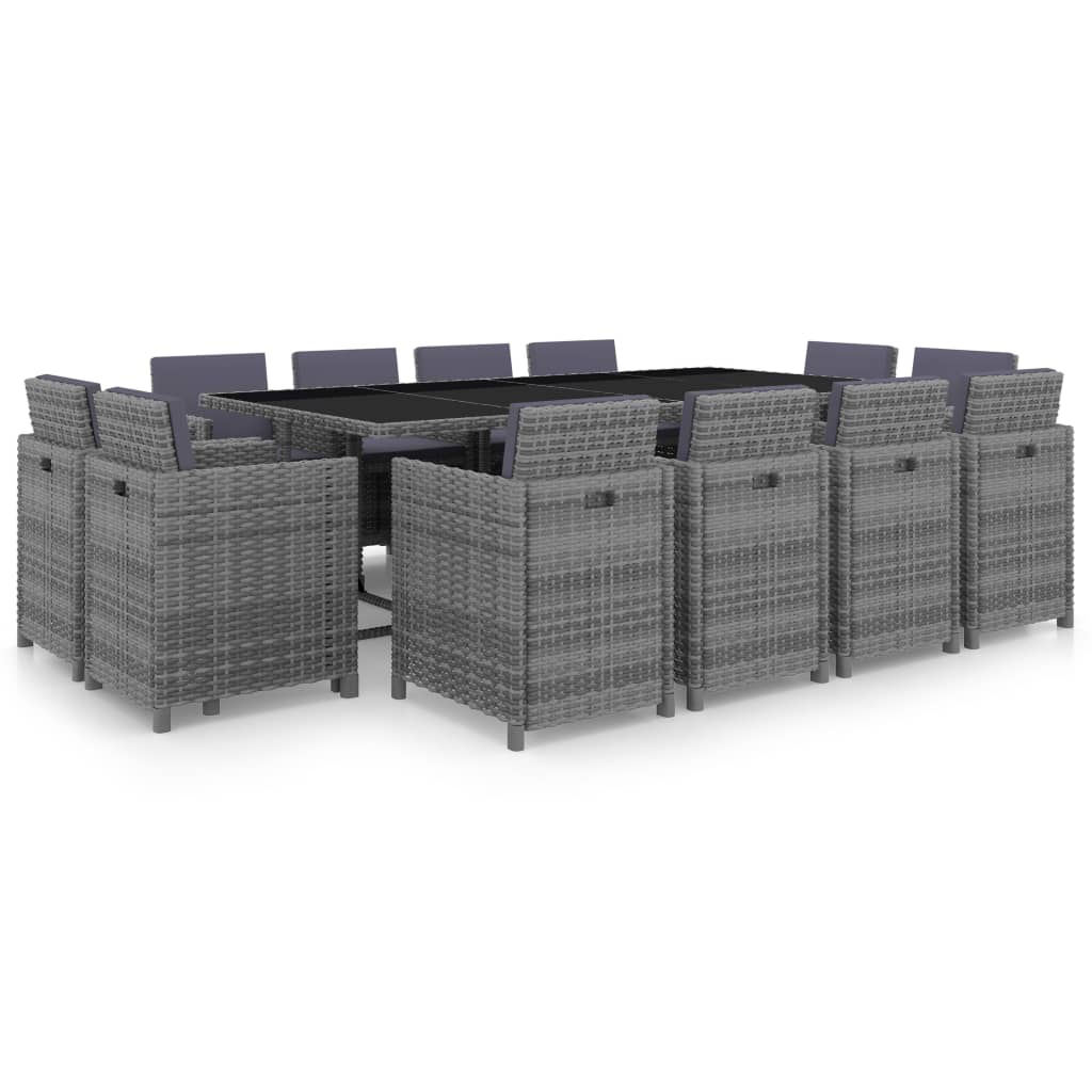 13-delige Tuinset met kussens poly rattan antraciet – afbeelding 1