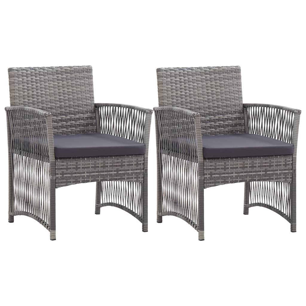 Tuinstoelen met kussens 2 st poly rattan antraciet – afbeelding 1