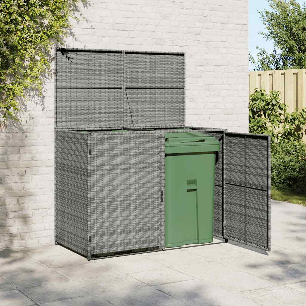 Containerberging dubbel 148x77x111 cm poly rattan antraciet – afbeelding 1