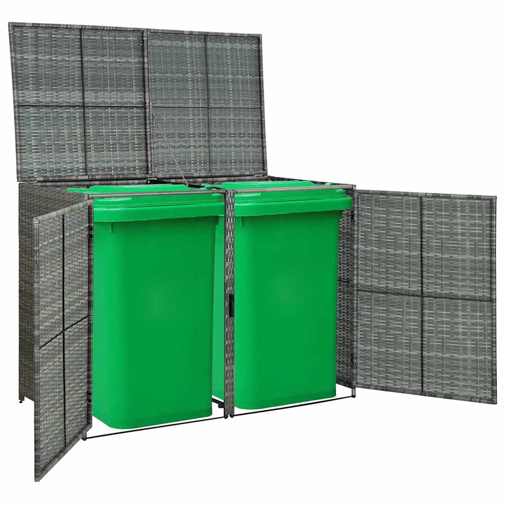Containerberging dubbel 148x77x111 cm poly rattan antraciet – afbeelding 10