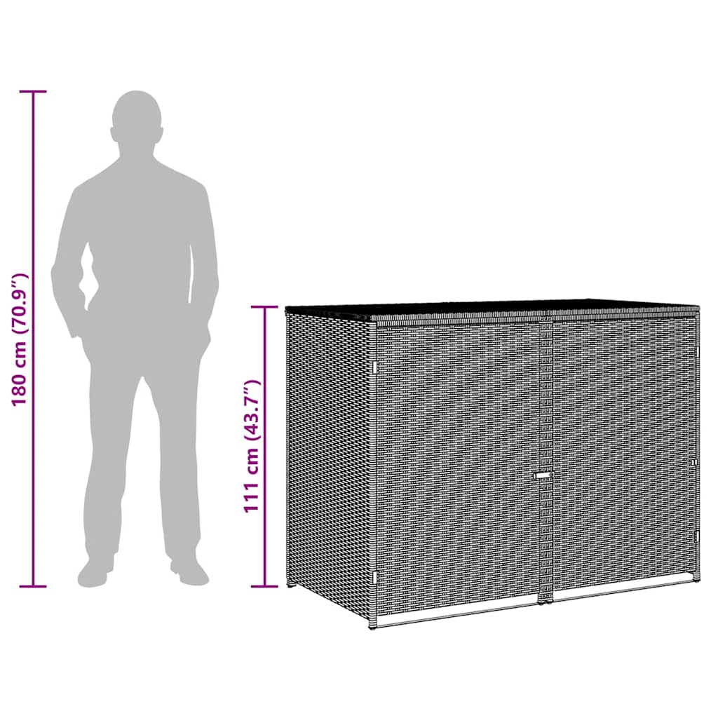 Containerberging dubbel 148x77x111 cm poly rattan antraciet – afbeelding 12