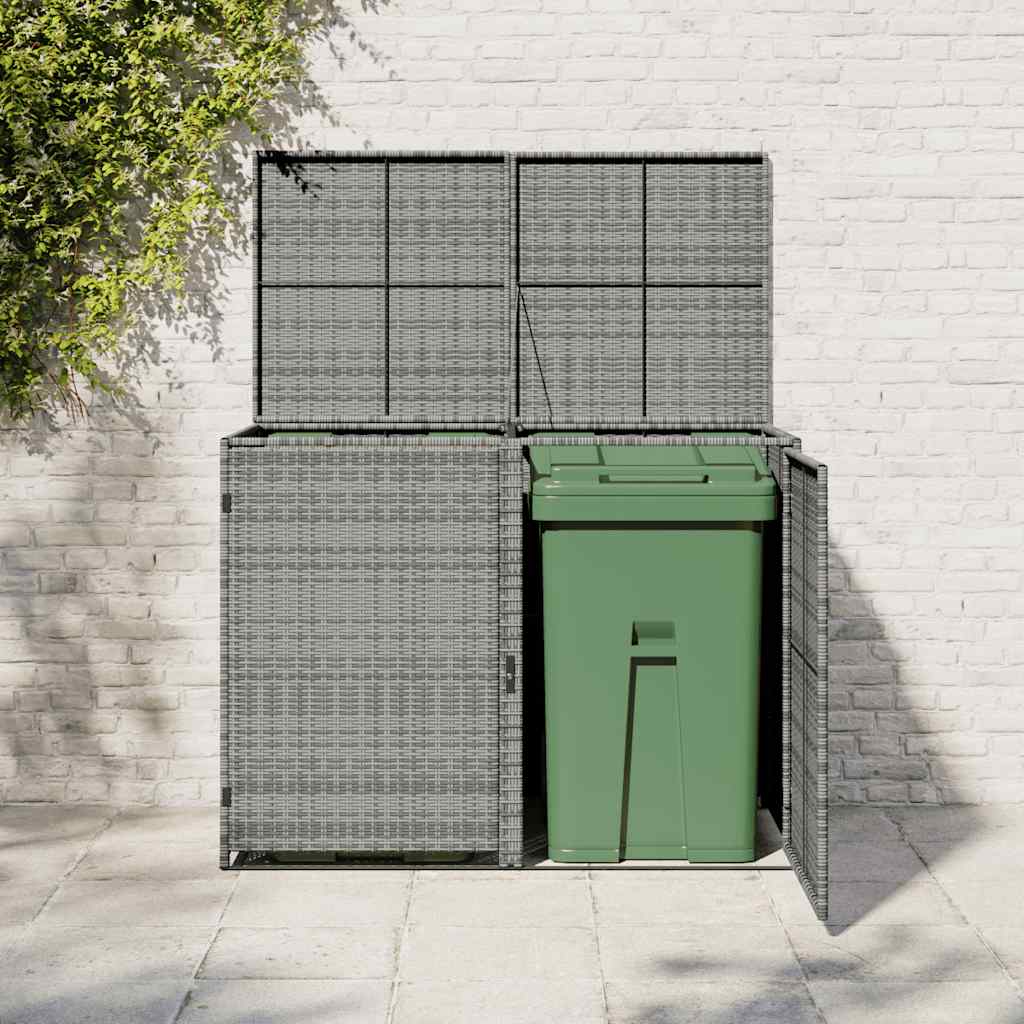 Containerberging dubbel 148x77x111 cm poly rattan antraciet – afbeelding 3