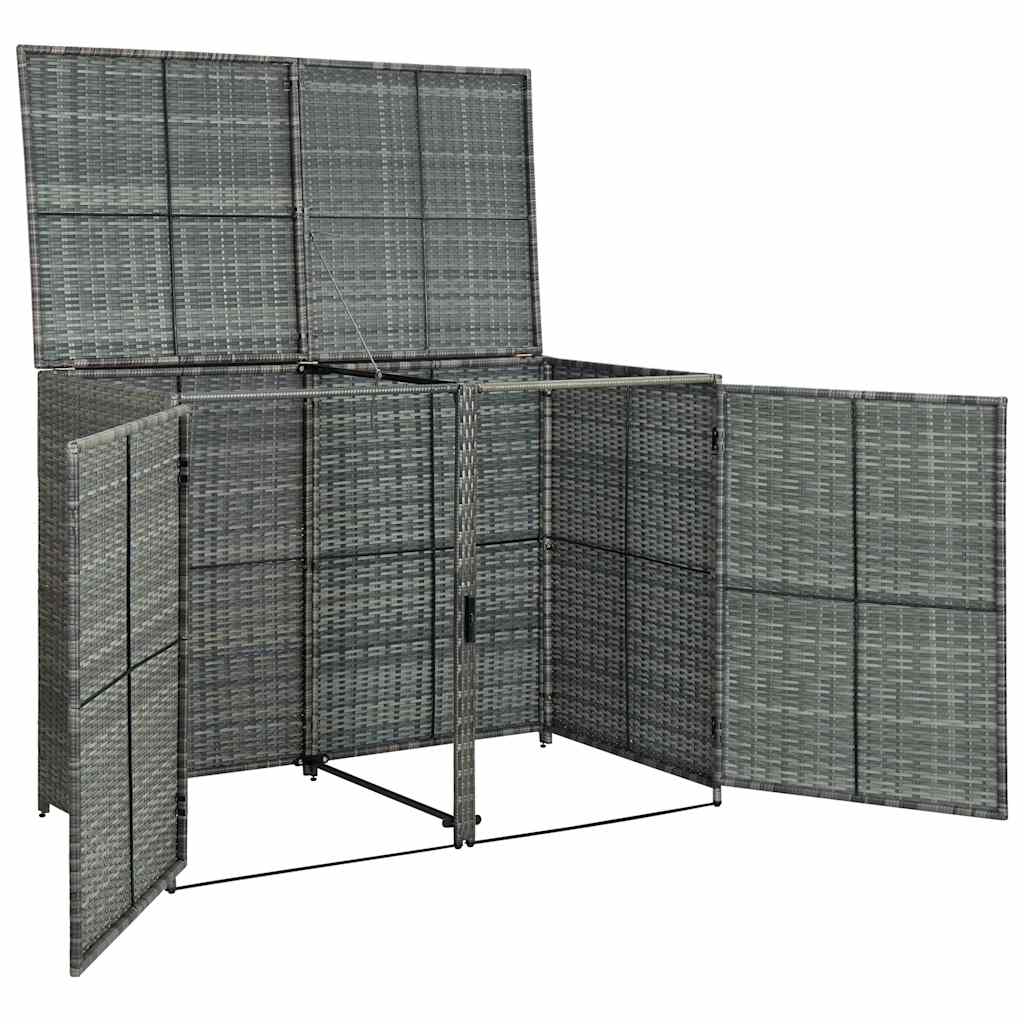 Containerberging dubbel 148x77x111 cm poly rattan antraciet – afbeelding 6