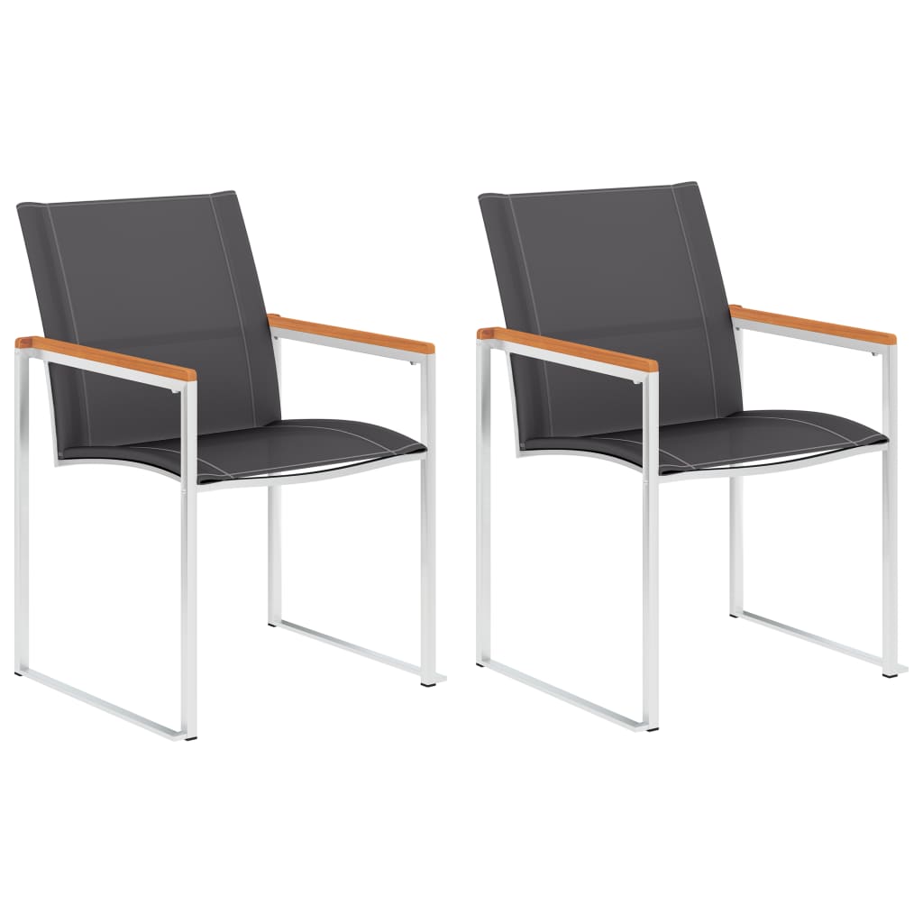 Tuinstoelen 2 st textileen en roestvrij staal grijs – afbeelding 1
