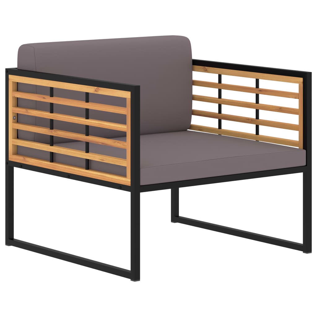Tuinstoelen 2 st met kussens massief acaciahout donkergrijs – afbeelding 1