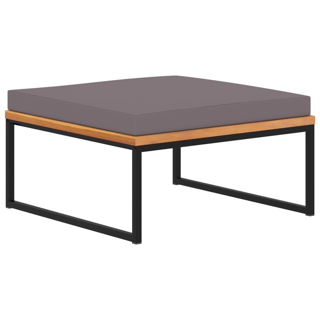 Voetensteun met kussen 66x66x36 cm acaciahout donkergrijs – afbeelding 1