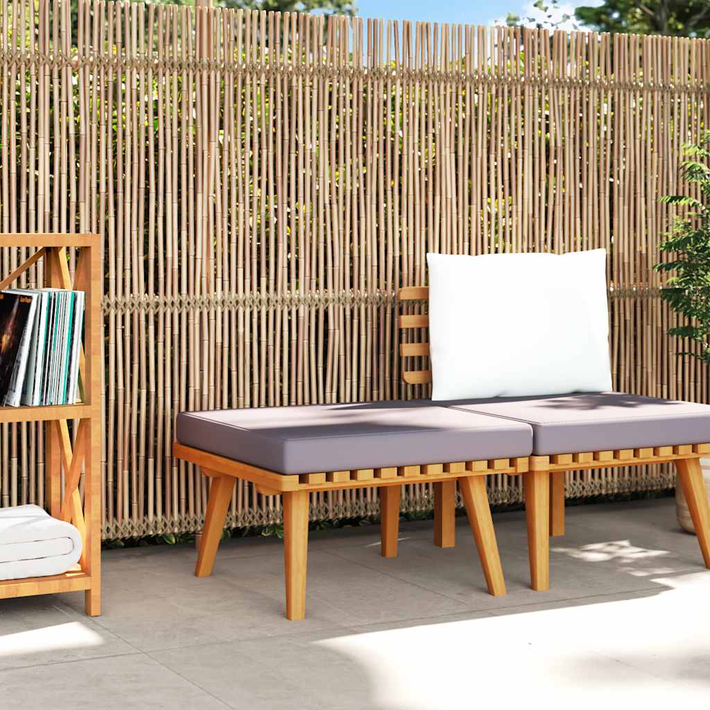 Tuinvoetenbank met kussen 60x60x29 cm massief acaciahout – afbeelding 1