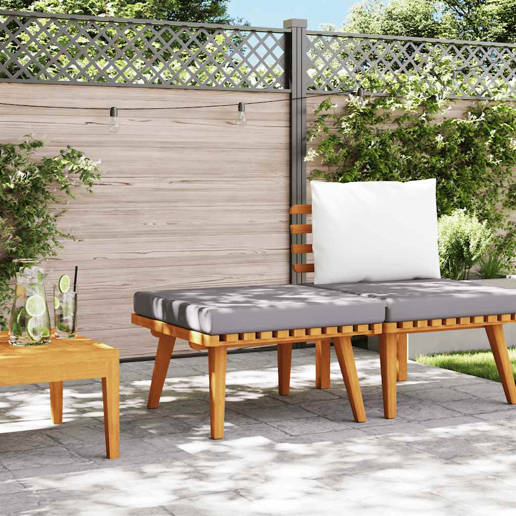 Tuinvoetenbank met kussen 60x60x29 cm massief acaciahout – afbeelding 3