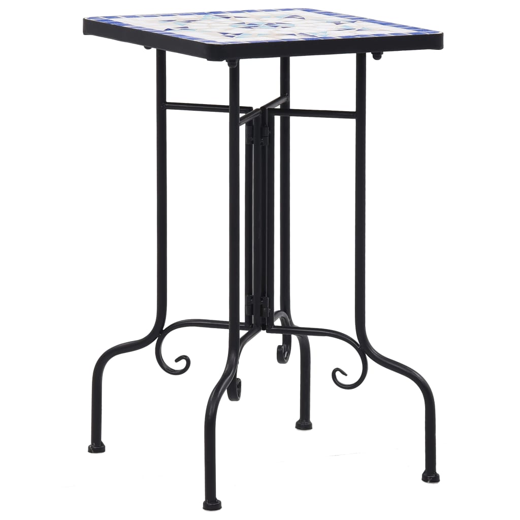 Bijzettafel mozaïek keramiek blauw en wit – afbeelding 1
