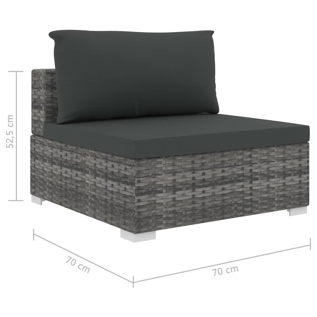 8-delige Loungeset met kussens poly rattan grijs – afbeelding 10