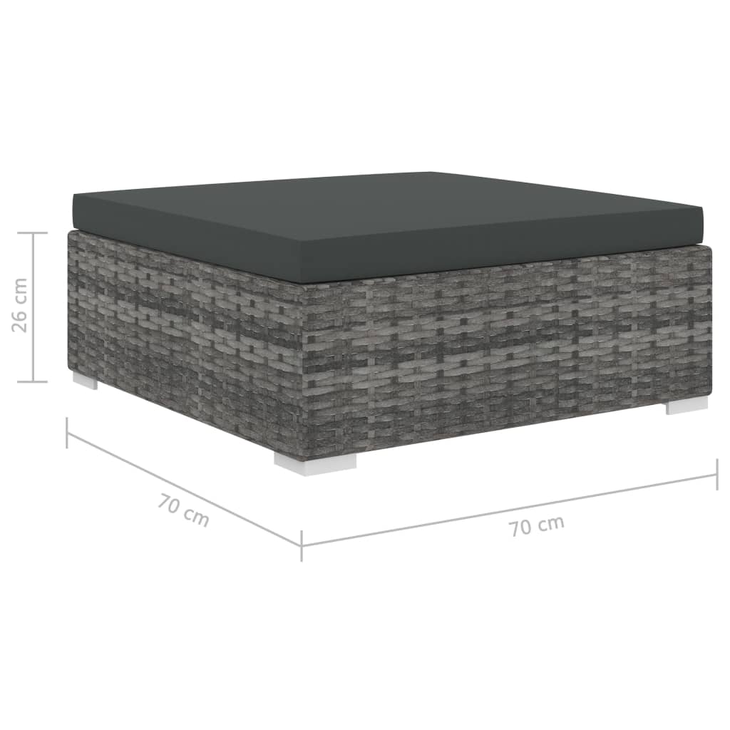 8-delige Loungeset met kussens poly rattan grijs – afbeelding 11