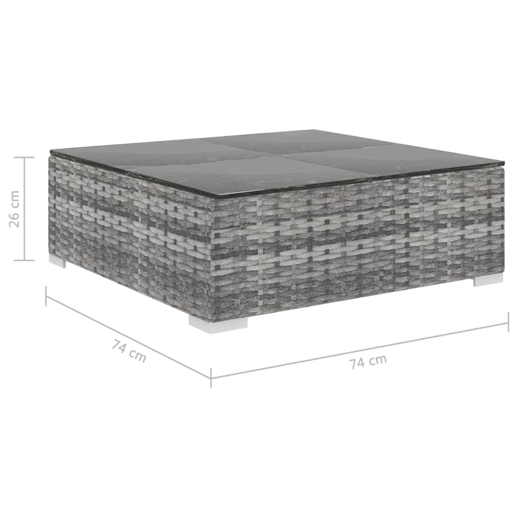8-delige Loungeset met kussens poly rattan grijs – afbeelding 12