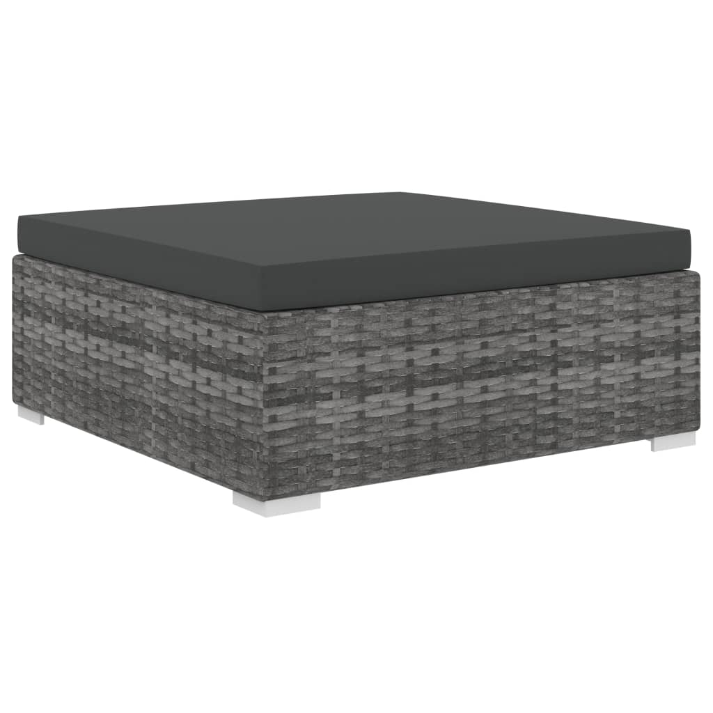 8-delige Loungeset met kussens poly rattan grijs – afbeelding 5