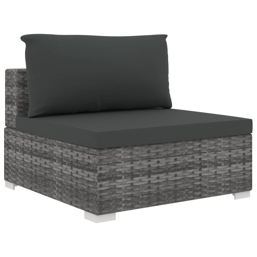 8-delige Loungeset met kussens poly rattan grijs – afbeelding 6