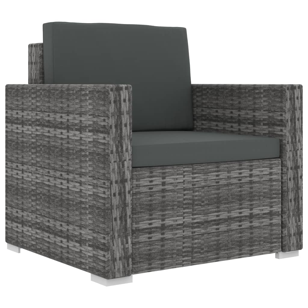 8-delige Loungeset met kussens poly rattan grijs – afbeelding 8