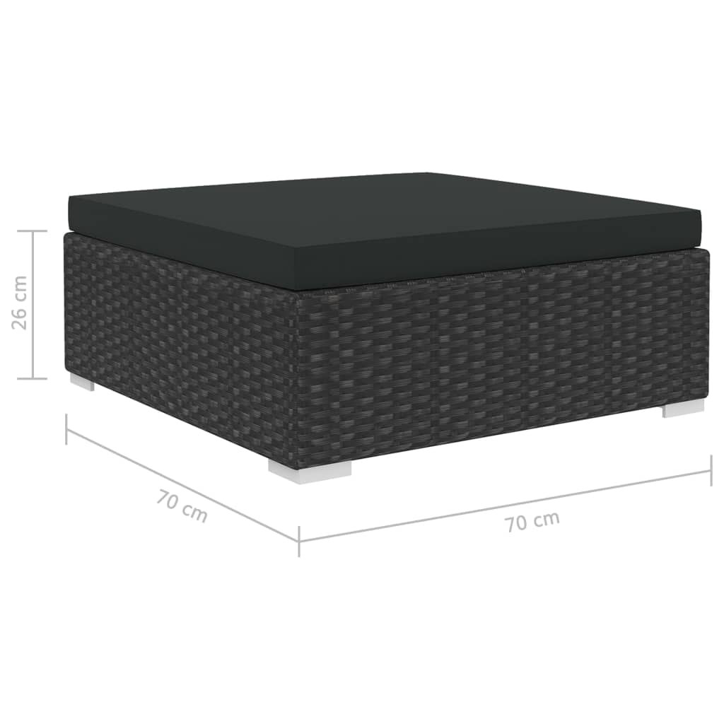 5-delige Loungeset met kussens poly rattan zwart – afbeelding 10