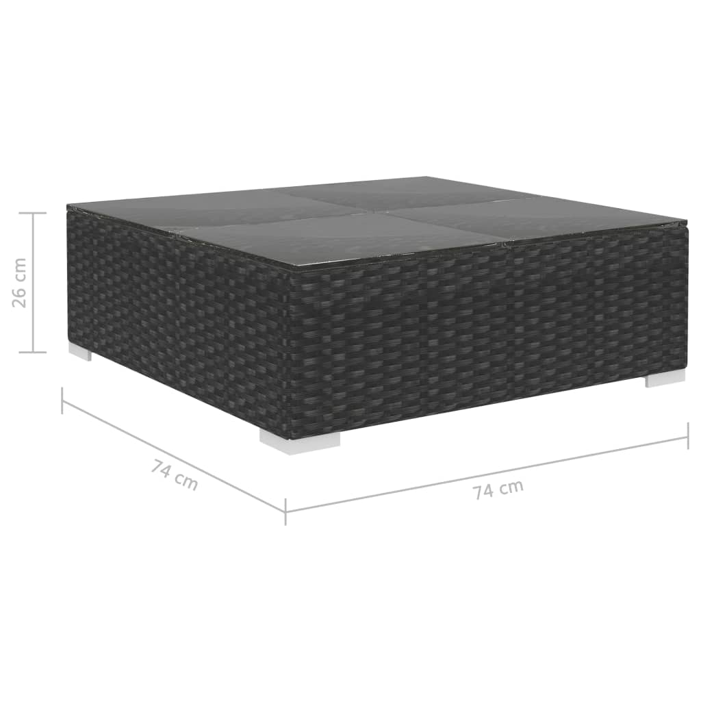 5-delige Loungeset met kussens poly rattan zwart – afbeelding 11