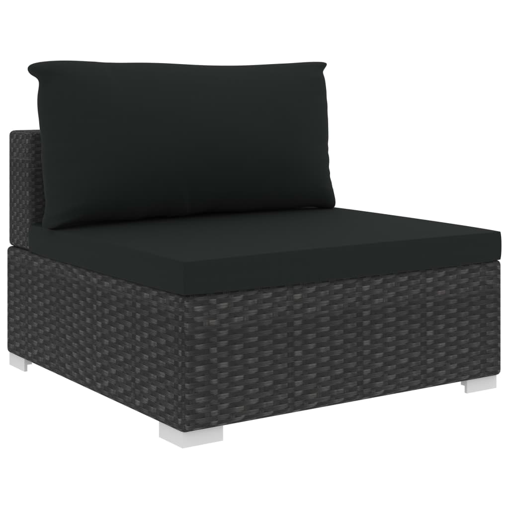 5-delige Loungeset met kussens poly rattan zwart – afbeelding 5