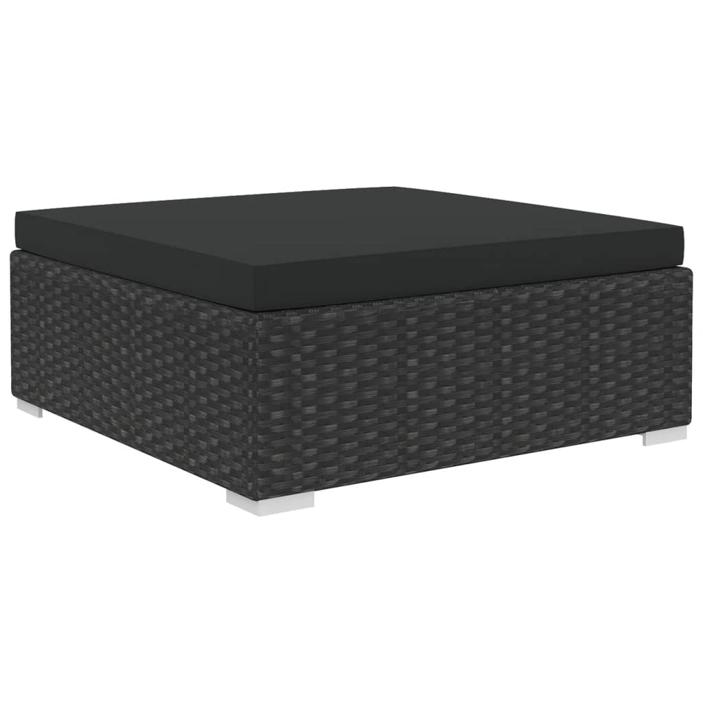 5-delige Loungeset met kussens poly rattan zwart – afbeelding 6