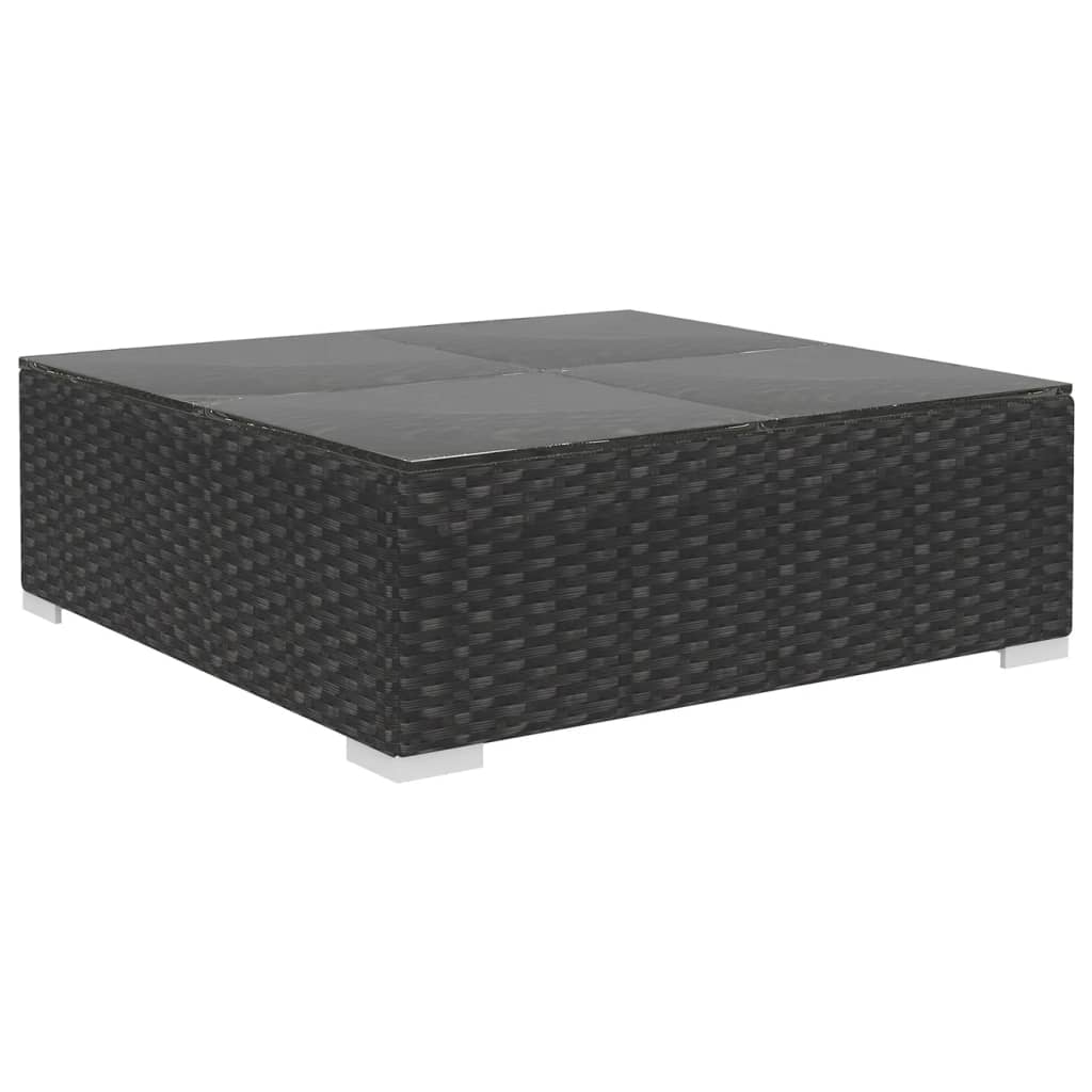 5-delige Loungeset met kussens poly rattan zwart – afbeelding 7