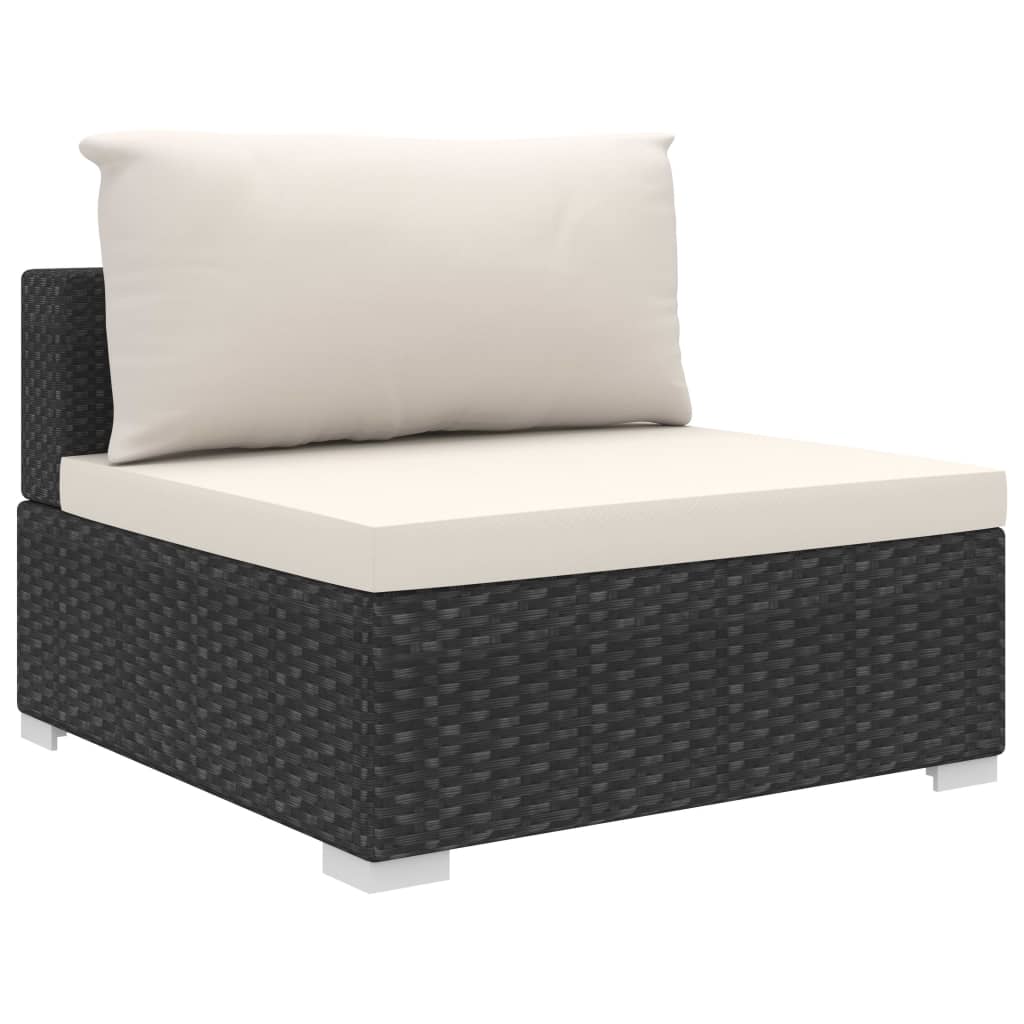 9-delige Loungeset met kussens poly rattan zwart – afbeelding 5