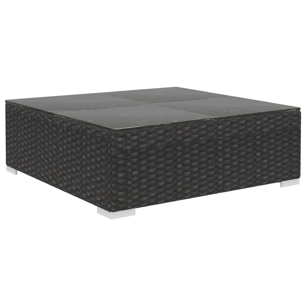 9-delige Loungeset met kussens poly rattan zwart – afbeelding 6