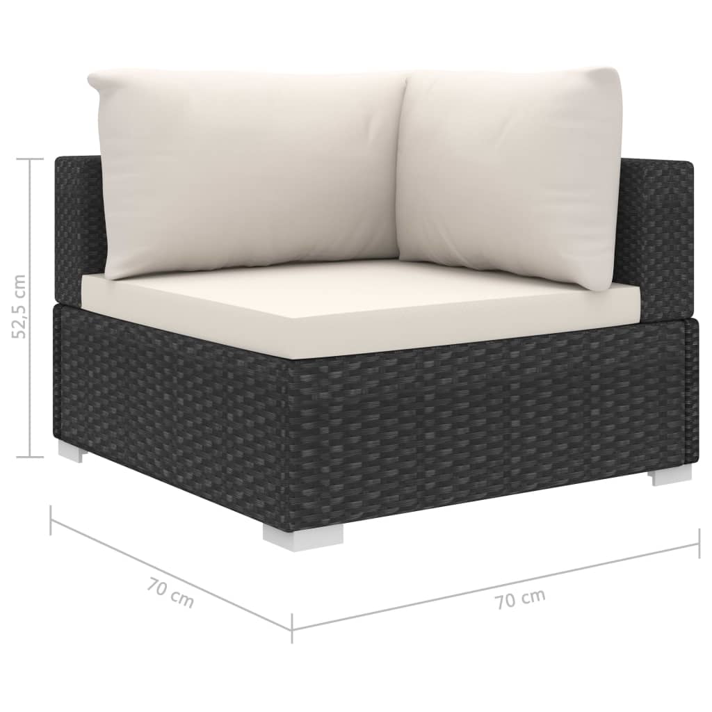 9-delige Loungeset met kussens poly rattan zwart – afbeelding 7
