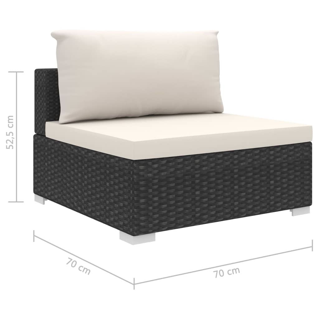 9-delige Loungeset met kussens poly rattan zwart – afbeelding 8