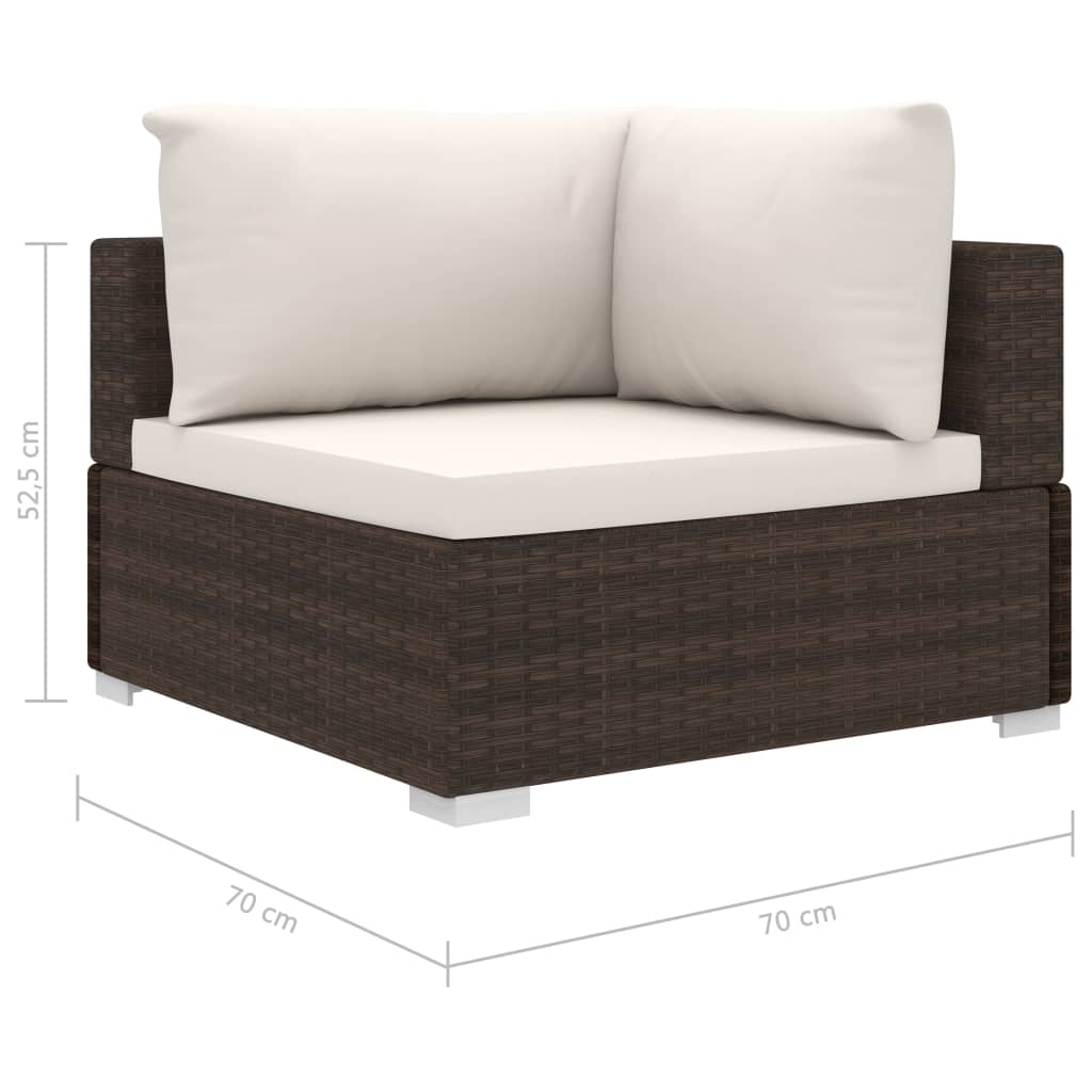 10-delige Loungeset met kussens poly rattan bruin – afbeelding 10