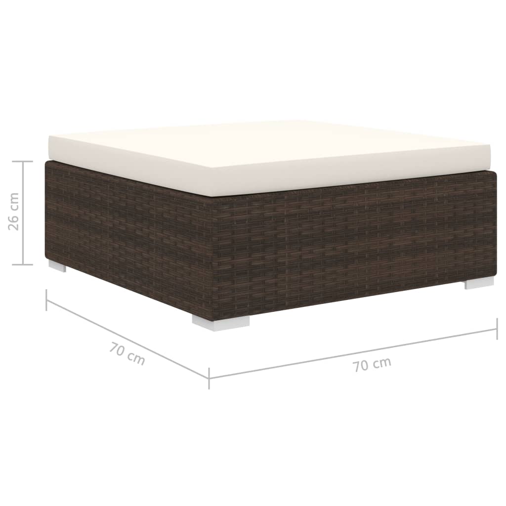 10-delige Loungeset met kussens poly rattan bruin – afbeelding 11