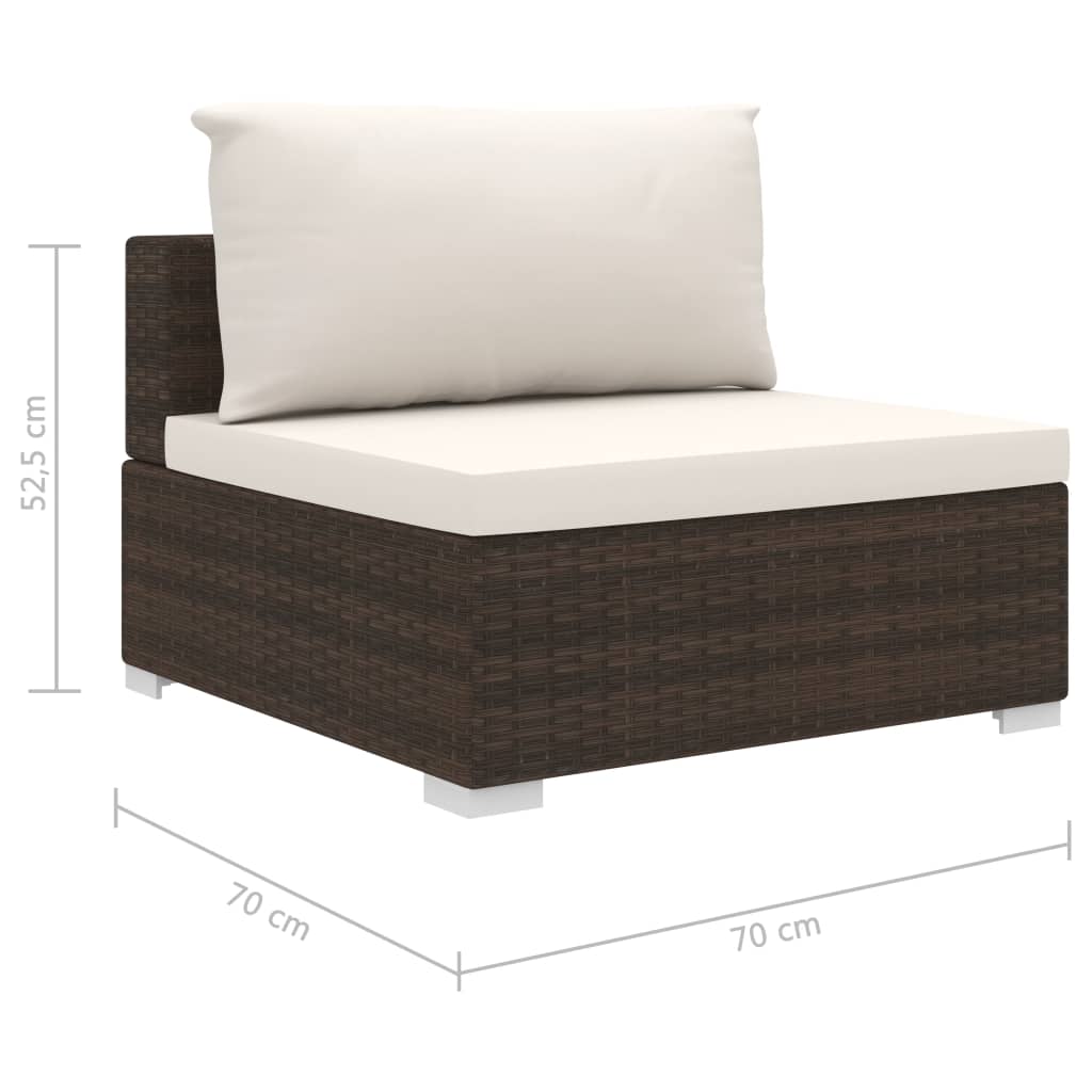 10-delige Loungeset met kussens poly rattan bruin – afbeelding 12