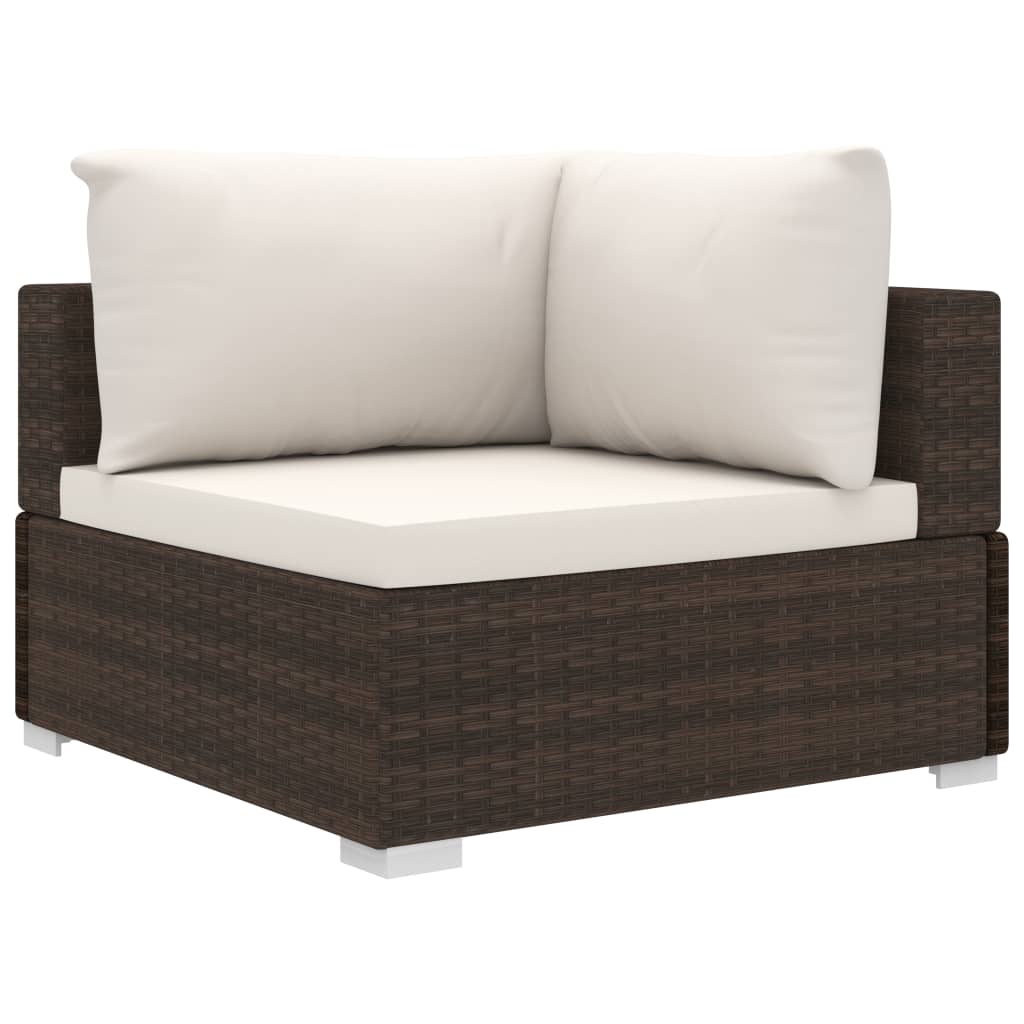 10-delige Loungeset met kussens poly rattan bruin – afbeelding 4