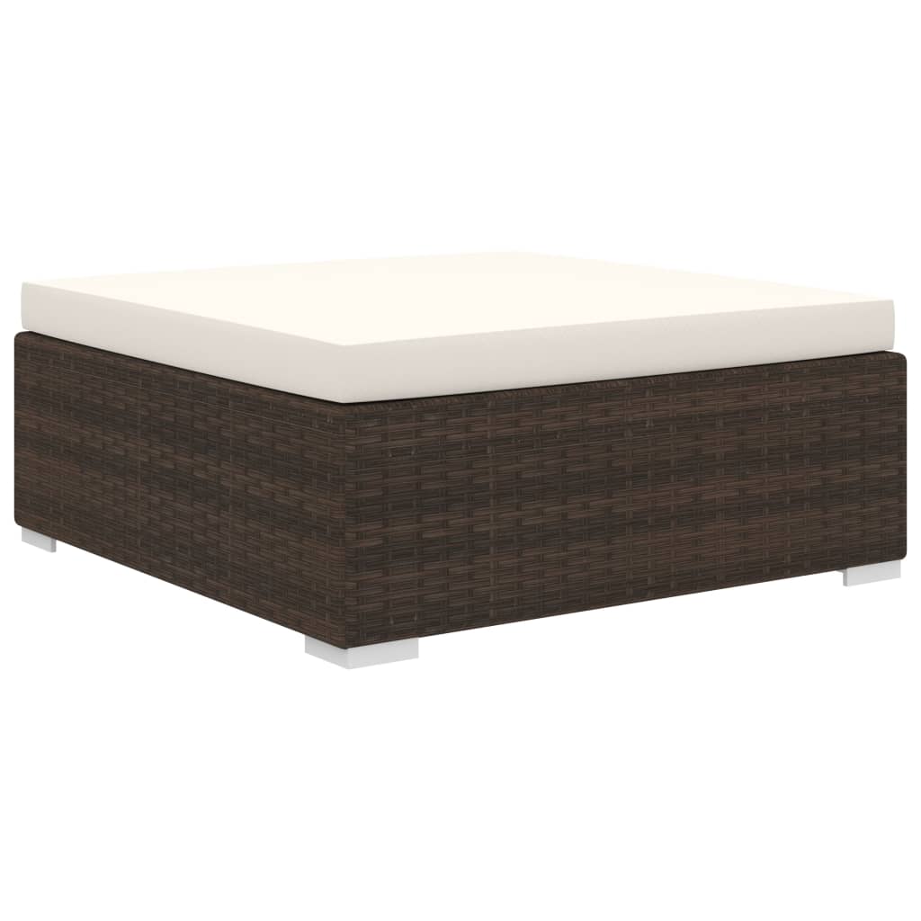 10-delige Loungeset met kussens poly rattan bruin – afbeelding 5