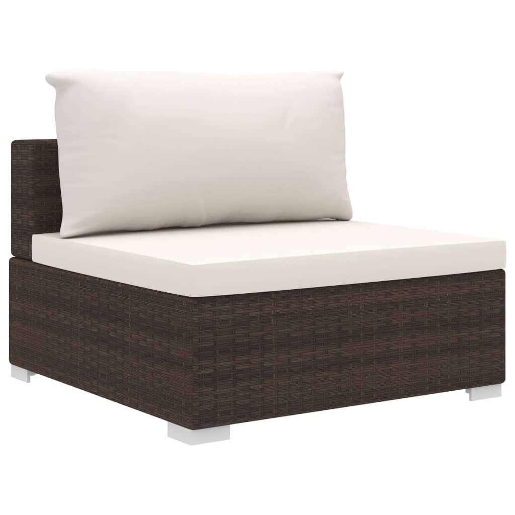 10-delige Loungeset met kussens poly rattan bruin – afbeelding 6