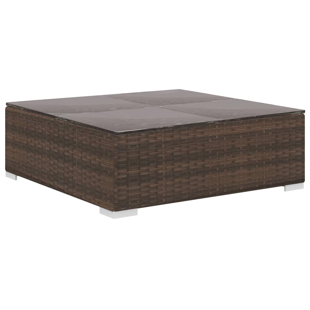 10-delige Loungeset met kussens poly rattan bruin – afbeelding 7