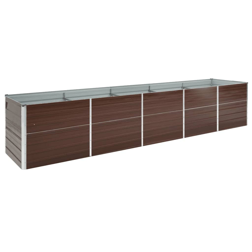 Plantenbak verhoogd 400x80x77 cm gegalvaniseerd staal bruin – afbeelding 1