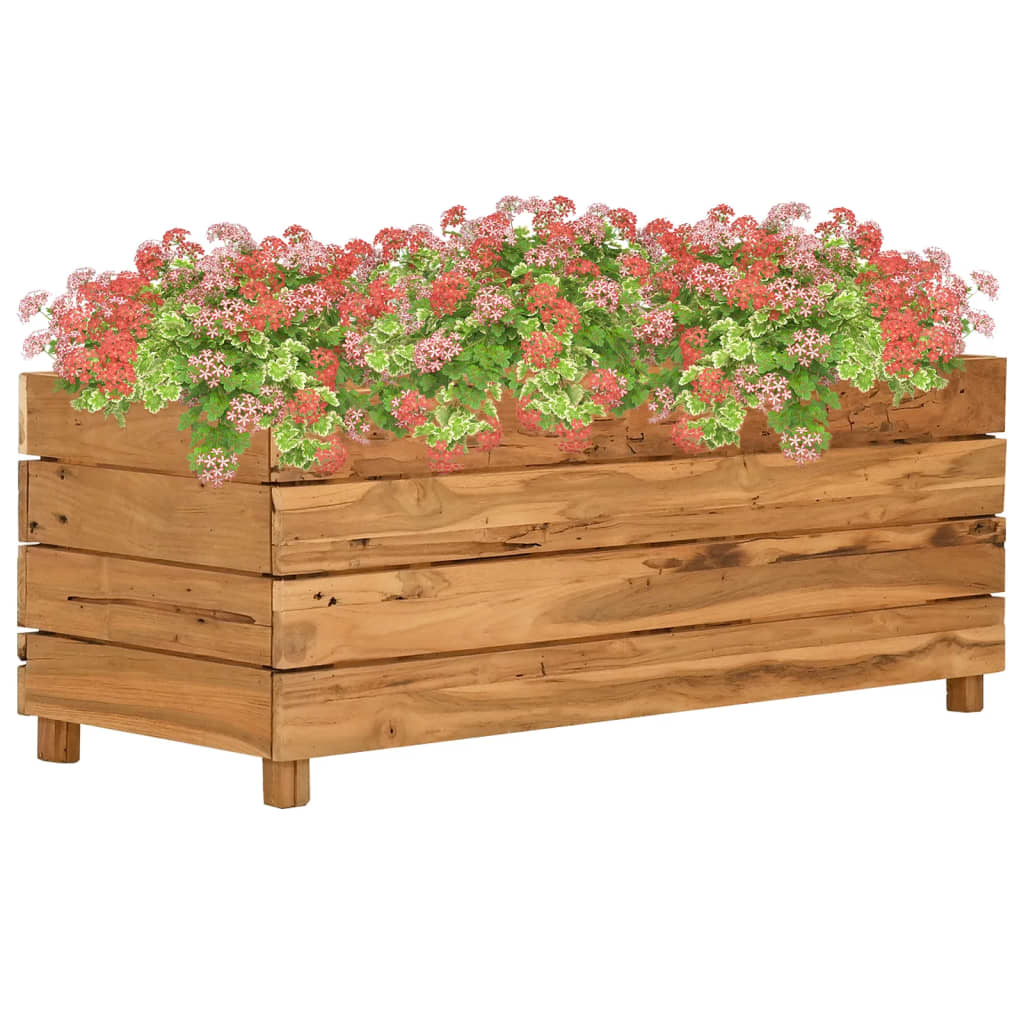 Plantenbak verhoogd 100x40x38 cm gerecycled teakhout en staal – afbeelding 1