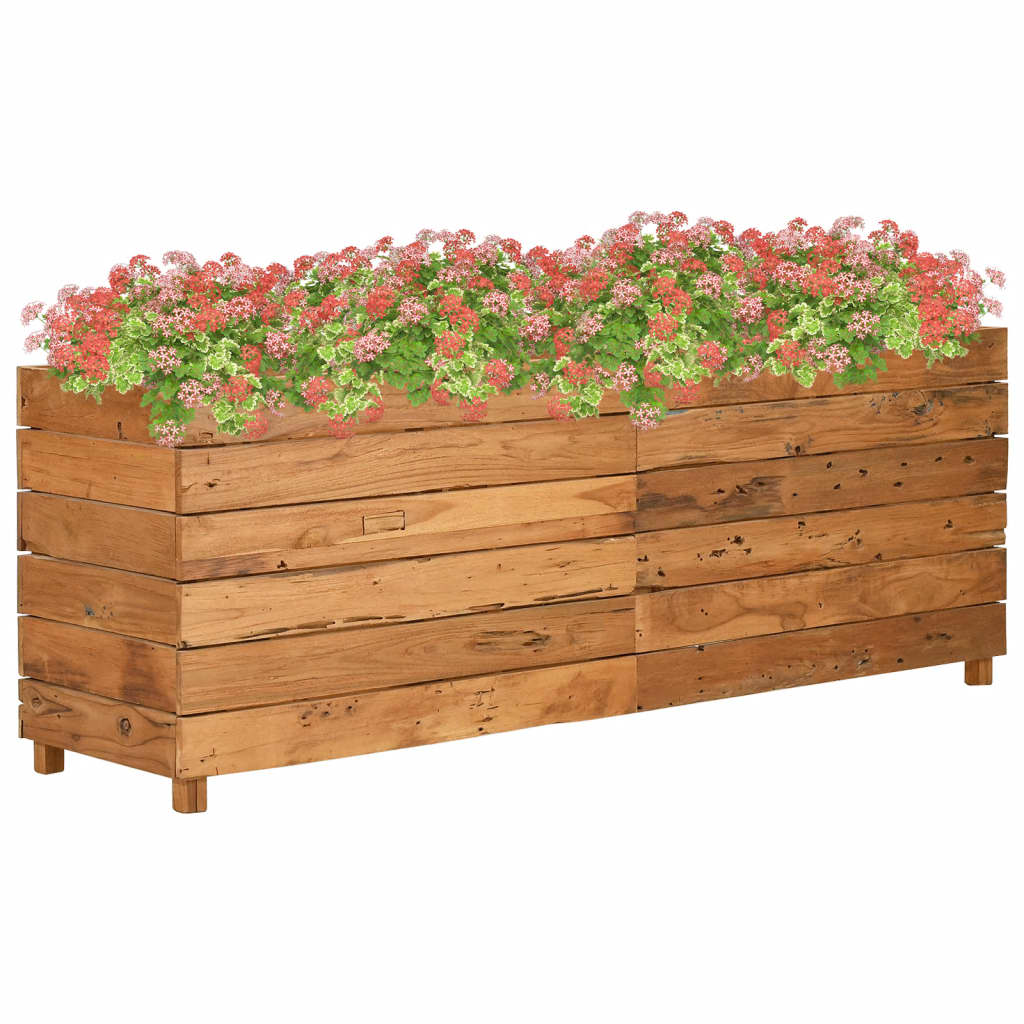 Plantenbak verhoogd 150x40x55 cm gerecycled teakhout en staal – afbeelding 1