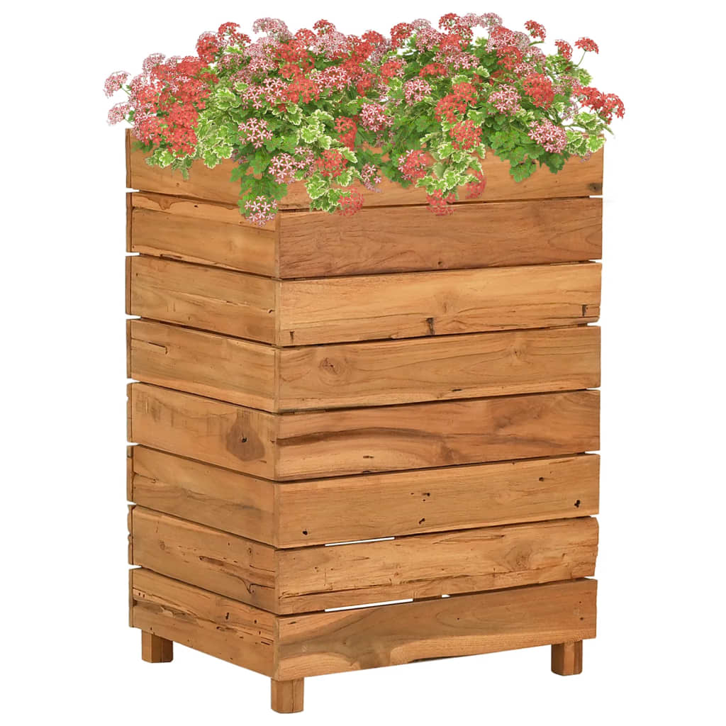 Plantenbak verhoogd 50x40x72 cm gerecycled teakhout en staal